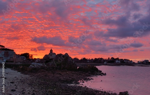 beautiful sunset at Port-Blanc Penvenan in Brittany. France