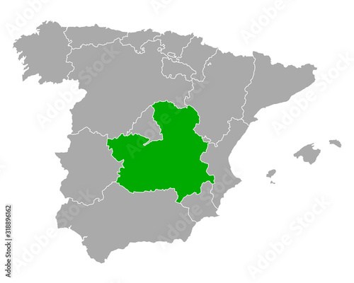 Karte von Kastilien-La Mancha in Spanien