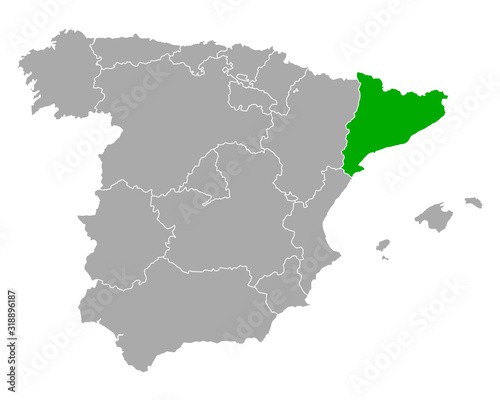 Karte von Katalonien in Spanien