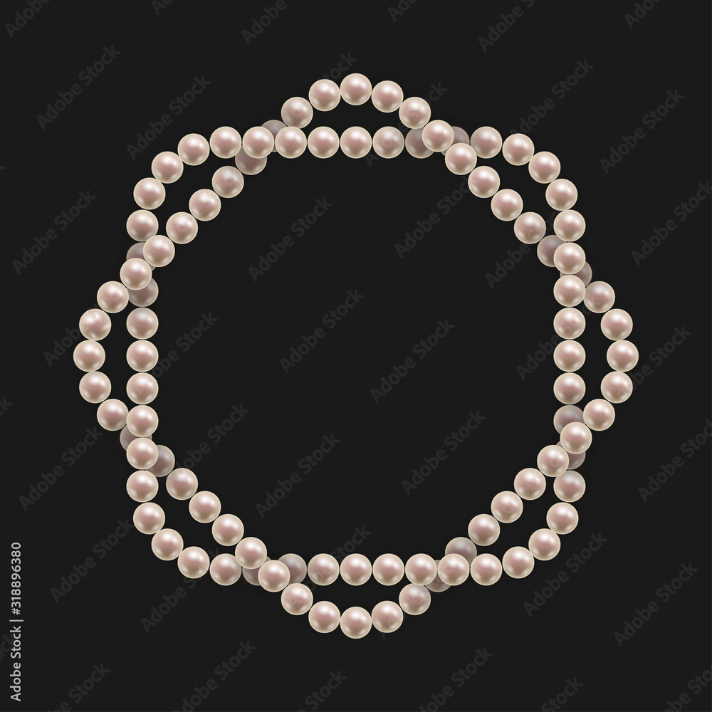 Obraz premium Frame with threads of pearls. Decorative design element on black background. Vector illustration