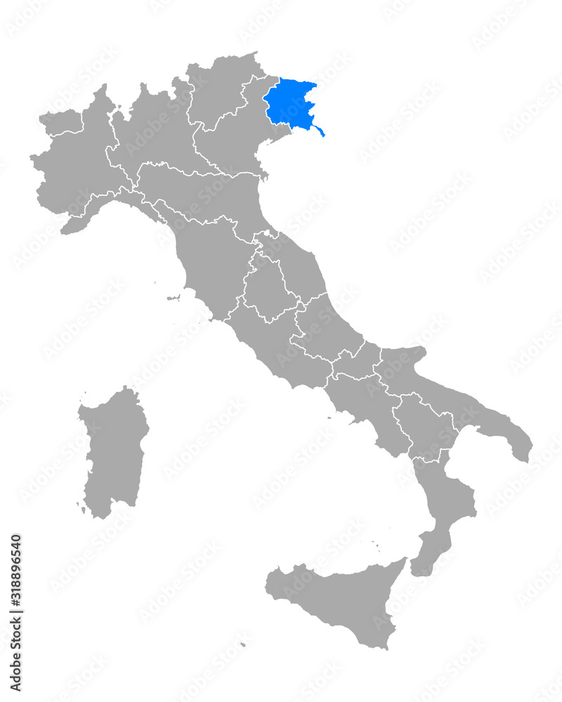 Fototapeta premium Karte von Friaul-Julisch Venetien in Italien