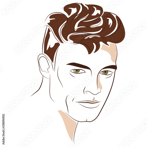 Hand drawn portrait of handsome man. Vector illustration