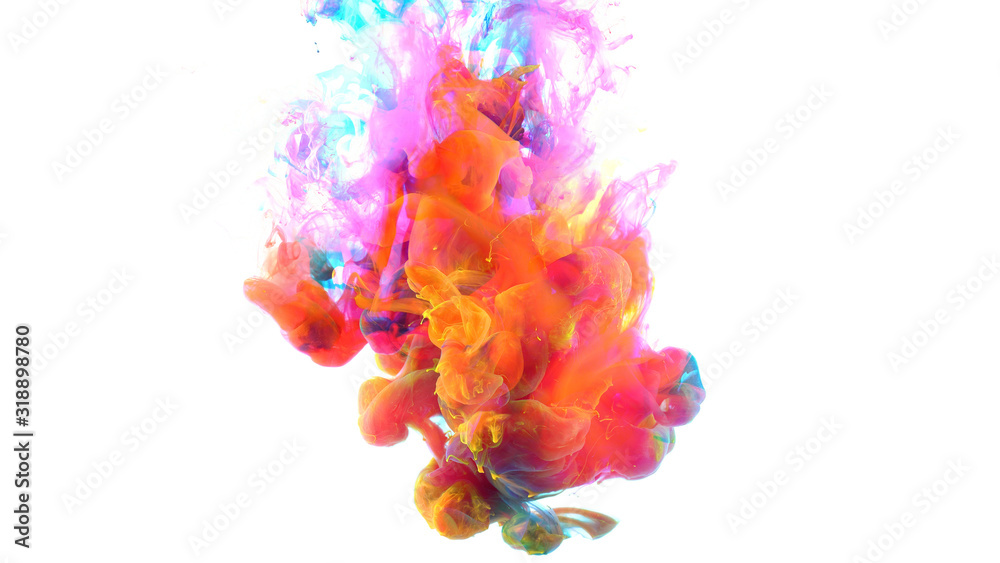 Color drops in water , Colorful ink in water,