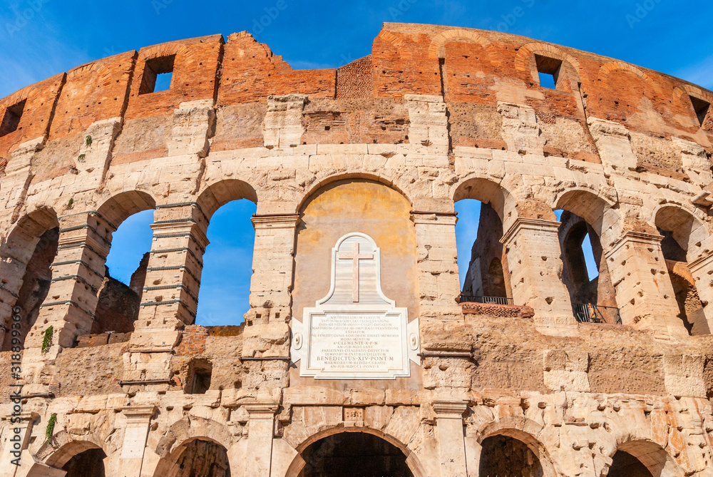 Ancient Roman Colosseum is one of the main tourist attractions in Europe.
