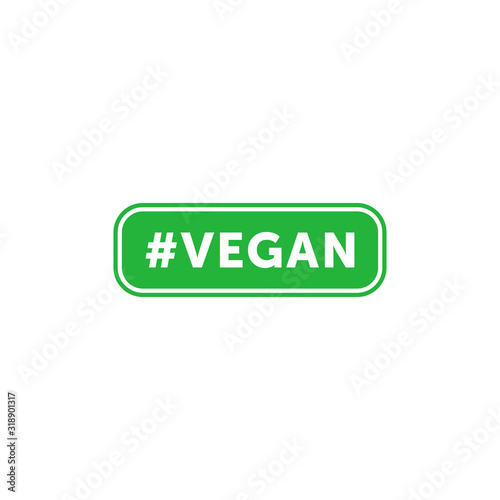 Tag vegan green flat emblem. Design element for packaging design and promotional material. Vector illustration.