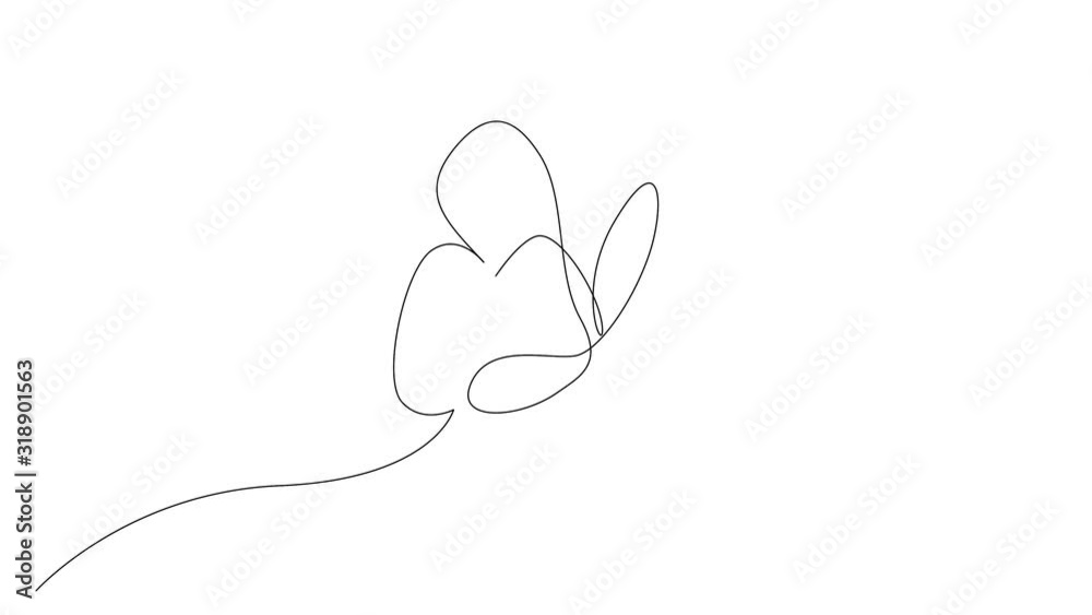 Self drawing simple animation of single continuous one line drawing of flying butterfly. Drawing by hand, black lines on a white background. Self drawing simple animation of single continuous one line drawing of flying butterfly. Drawing by hand, black lines on a white background.