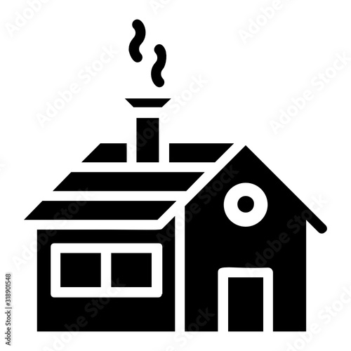 Wooden Cottage Concept, Camping and Outdoor Living House Vector Icon Design