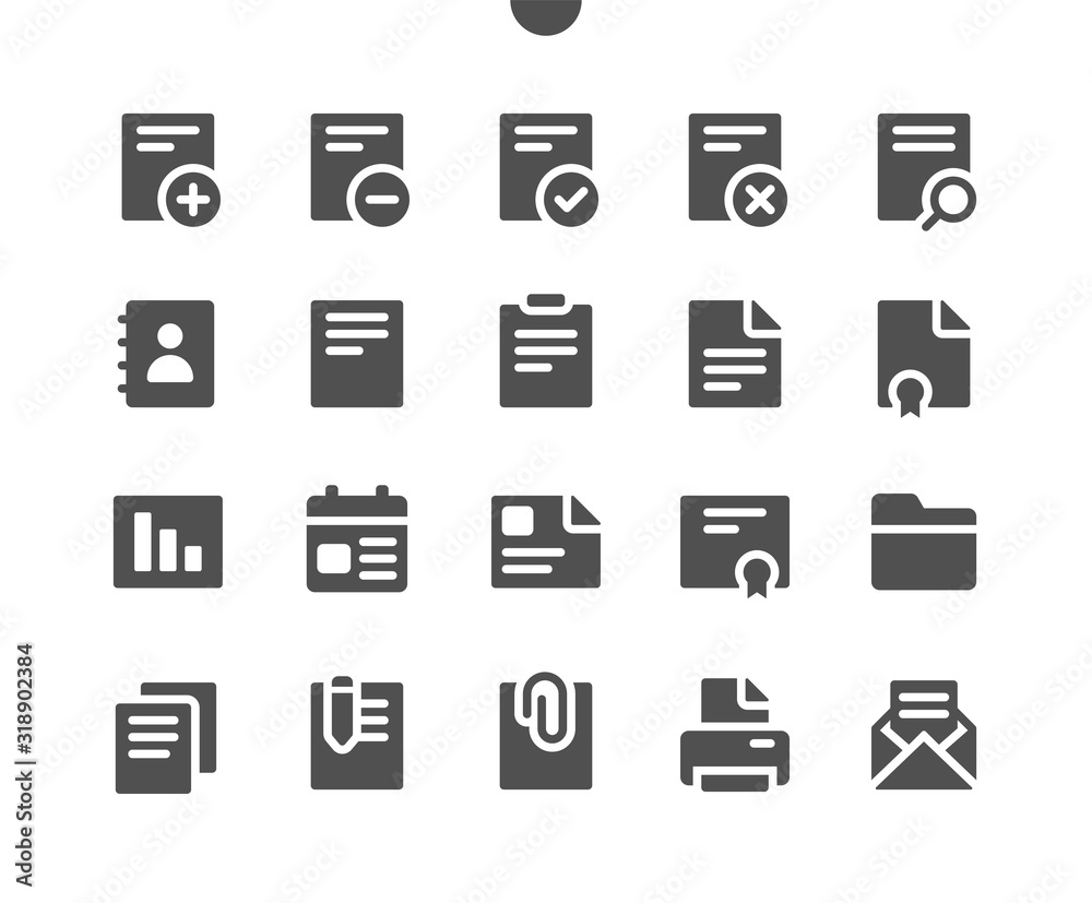 Documents UI Pixel Perfect Well-crafted Vector Solid Icons 48x48 Ready for 24x24 Grid for Web Graphics and Apps. Simple Minimal Pictogram
