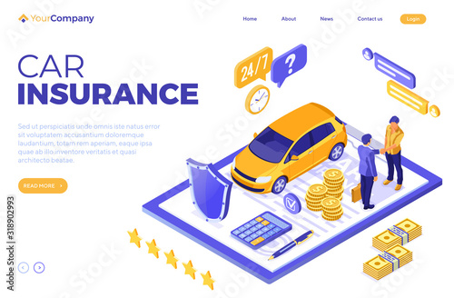 Car Insurance Isometric Concept