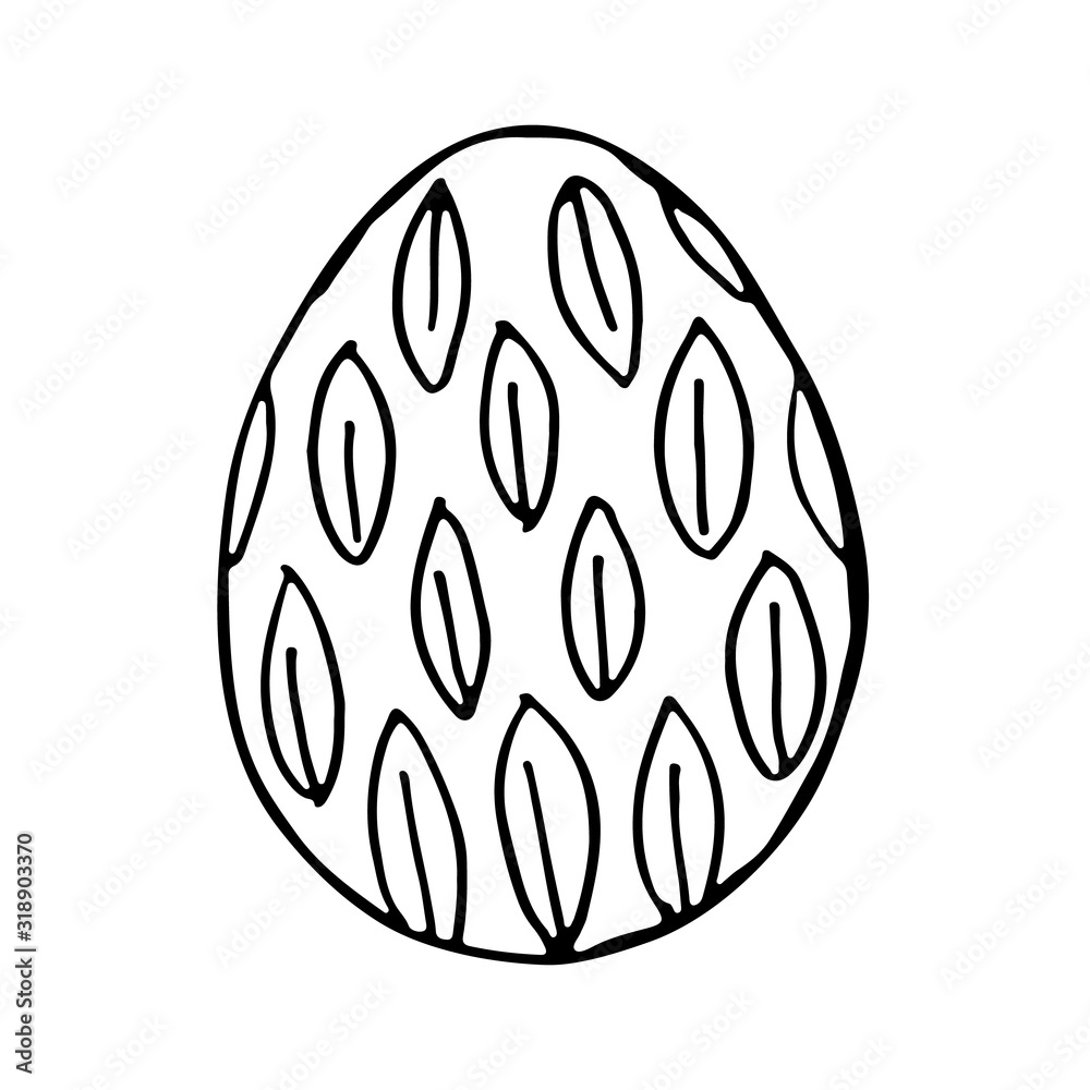 Doodle Easter egg. Black and white illustration for coloring by children. Sketch eggs for cards, logos, holidays. Doodle Easter egg. Black and white illustration for coloring by children. Sketch eggs for cards, logos, holidays.