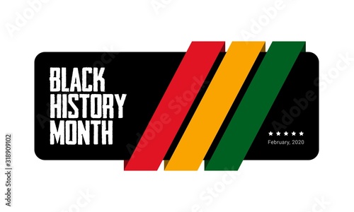 Black History Month green, yellow and red stripes banner template. African-American History Month - February.