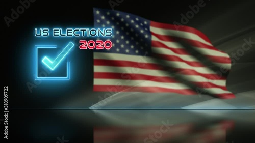 Ballot for presidential US election 2020 video animation loop background concept. American flag waving in wind. photo