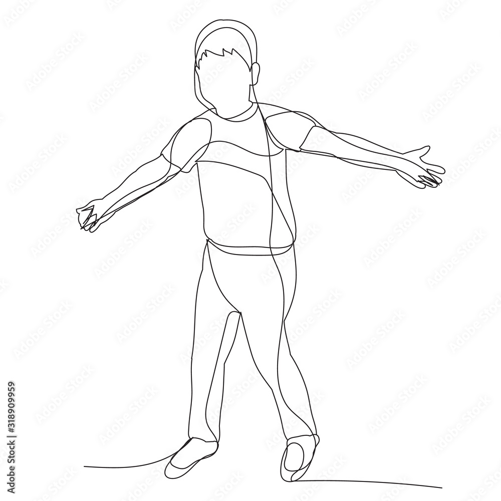 Fototapeta premium isolated, continuous line drawing, little boy, minimal design