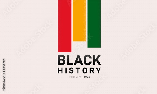 Black History Month red, yellow and green stripes banner template. African-American History Month - February.