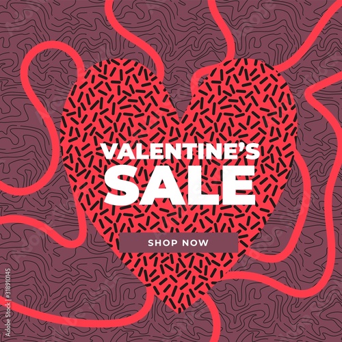Sale valentines day best offer banner template design  end of season special banner. Vector illustration