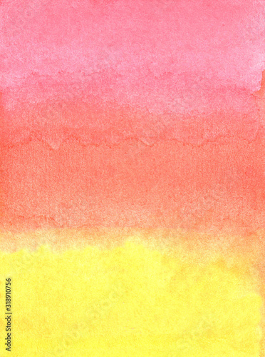 Abstract watercolor pink, red, yellow gradient background