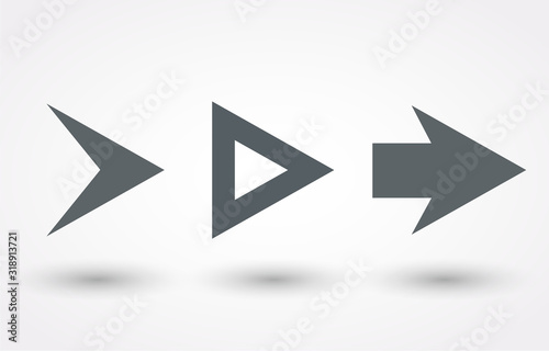 Set of gray arrow icons. Vector