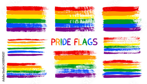 Grunge LGBT pride flag. Abstract rainbow flag texture hand drawn with a ink. Vector Multicolored background