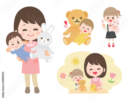 赤ちゃん　育児　保育士　イラスト
