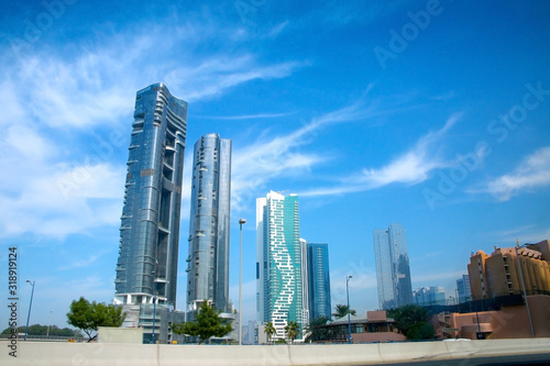Skyscrappers in the downtown city of Abu Dhabi, United Arab Emirates.