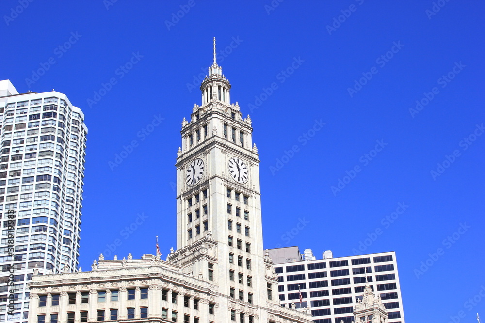 Blick auf das Wrigley Building in Chicago