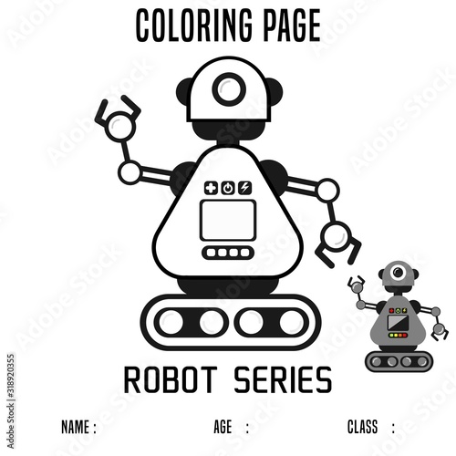  Cartoon Vector Illustration of Cool Robot for Coloring Page