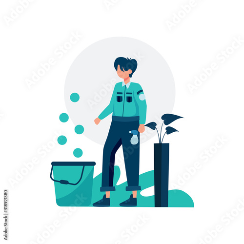 Cleaning service clean and maintain the room vector illustration