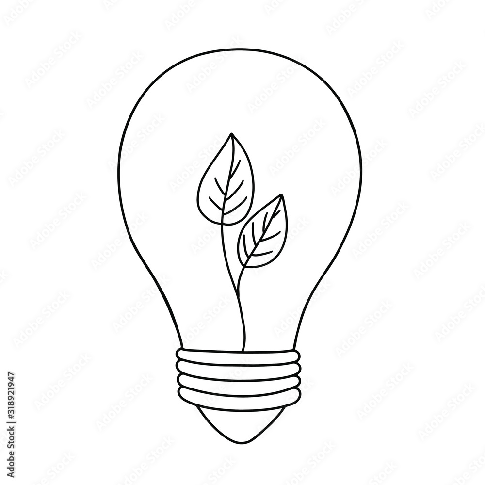 Eco light bulb concept line icons style. Vector illustration. Hand drawn Eco light bulb concept line icons style. Vector illustration. Hand drawn