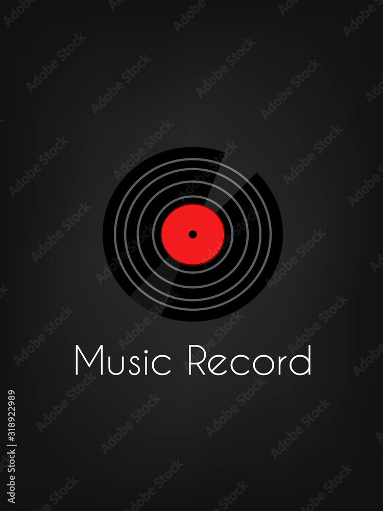 Music record logo on a black background Music record logo on a black background