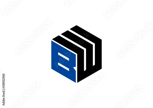Letter BW hexagon simple logo design vector