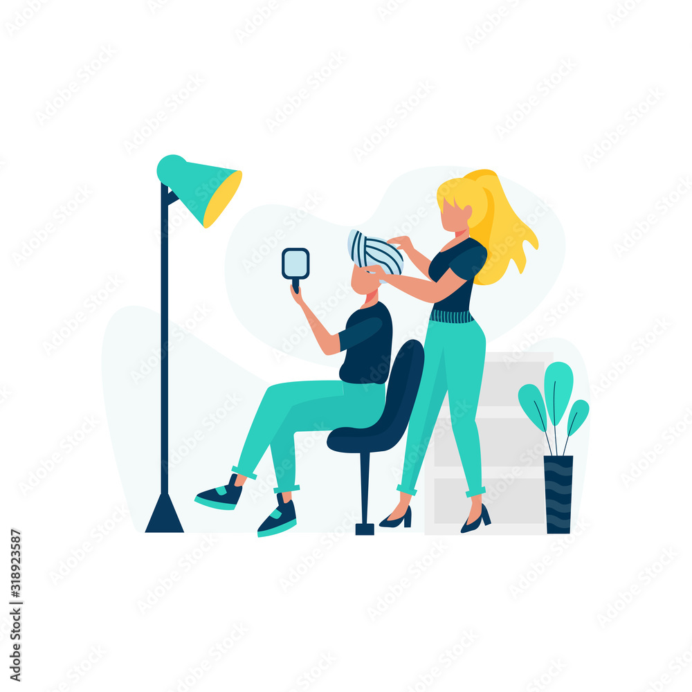 Beauty shop provides hair and beauty care to customers vector illustration Beauty shop provides hair and beauty care to customers vector illustration