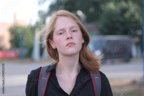 student woman professional intern college girl with red hair