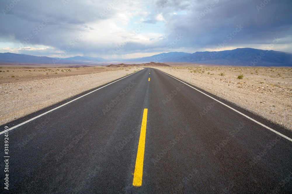 on the road in death valley national park, california, usa