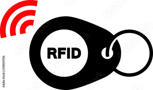 rfid key tag icon, (Radio-frequency identification) 