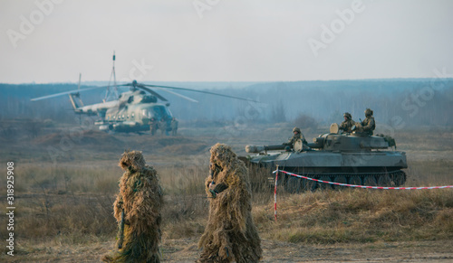 Army parade, military uniform soldier row march