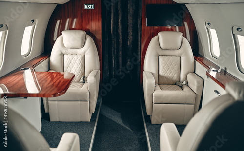 Obraz na plátně Cabin of private jet