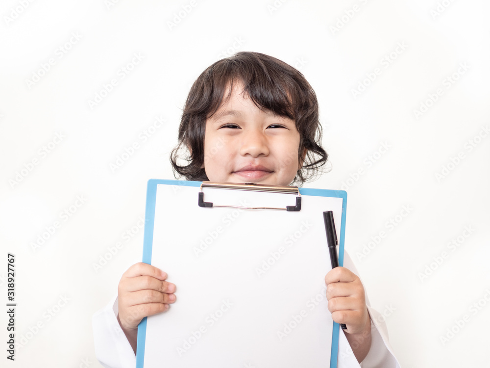 Kid girl with stethoscope, in white doctor uniform, healthy child, doctor kids Kid girl with stethoscope, in white doctor uniform, healthy child, doctor kids