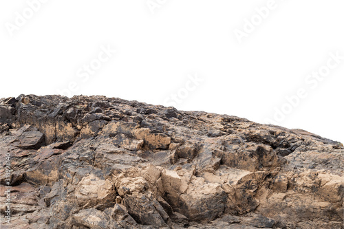 Stone mountain with clipping path isolated on white background.