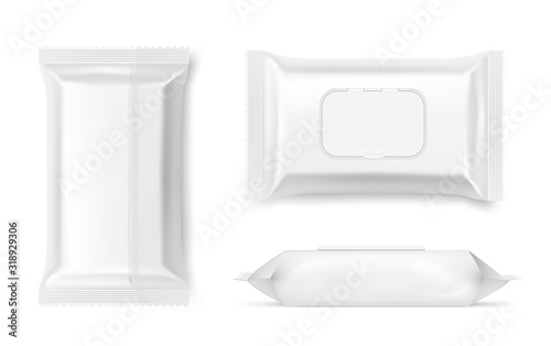 Wet wipes packing, antibacterial napkins container mockup