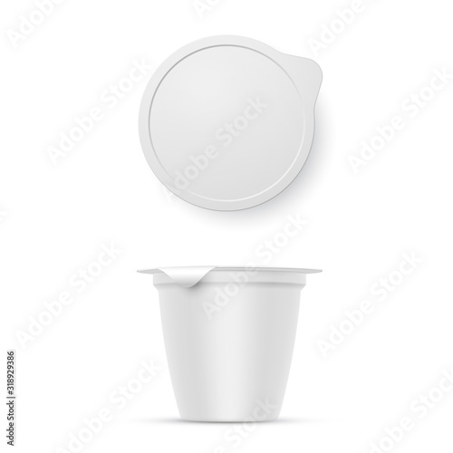 Plastic yogurt cups, dairy product containers mockup