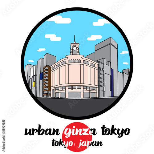 Circle icon Urban Ginza in tokyo Japan icon. vector illustration