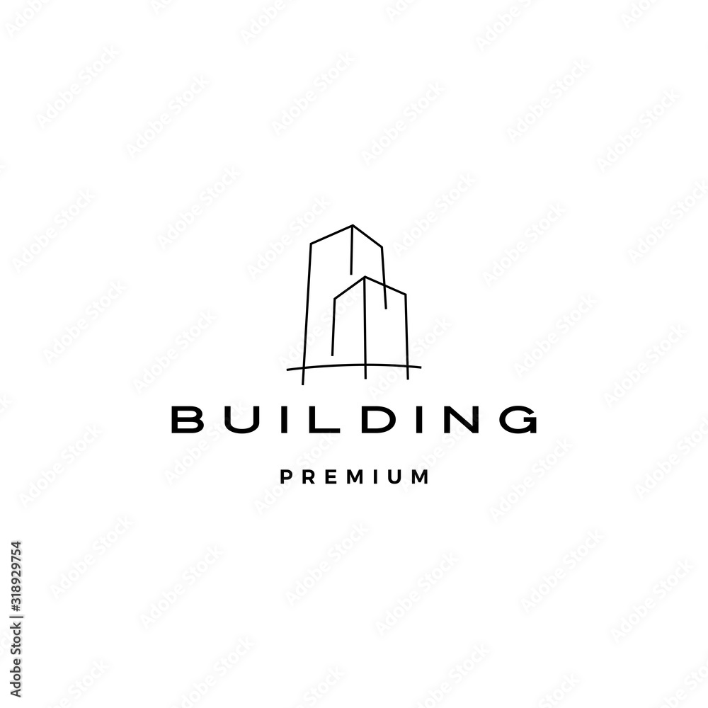 building logo vector icon line outline monoline illustration building logo vector icon line outline monoline illustration