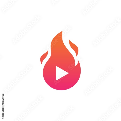 fire flame play logo vector icon illustration