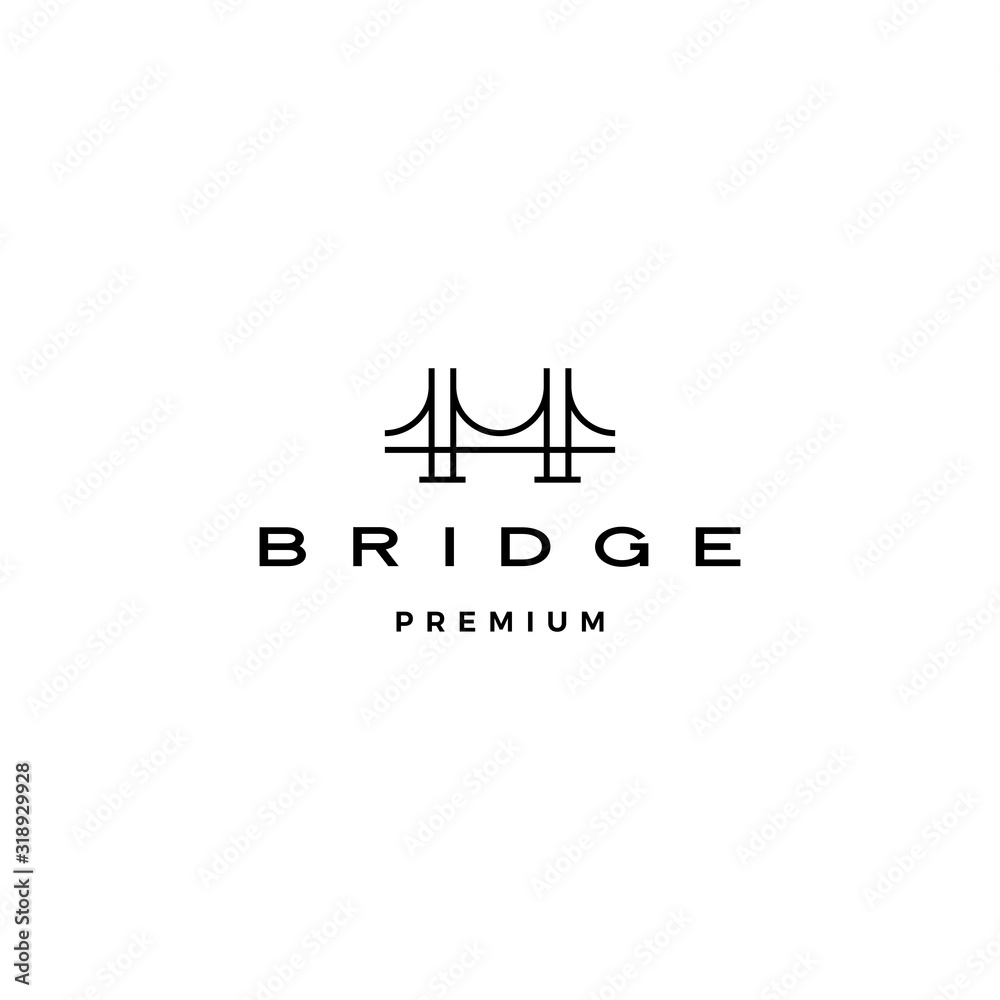 Fototapeta premium bridge logo vector icon illustration line outline monoline