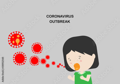 Concepts of a girl coughing and spreading of corona virus 2019 photo