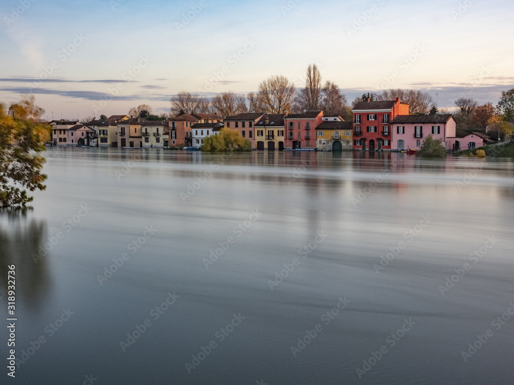 Flooding of Ticino river in Pavia, Italy