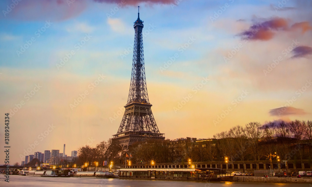 Beautiful of Landmark image at Eiffel Tower is one of the most iconic landmarks in Paris,France