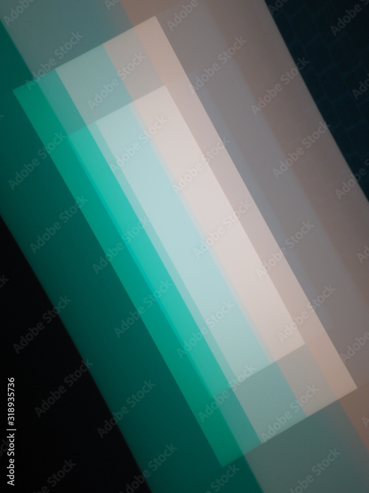 Obraz premium Fourth dimension abstract background. Green and pink moving squares made of light