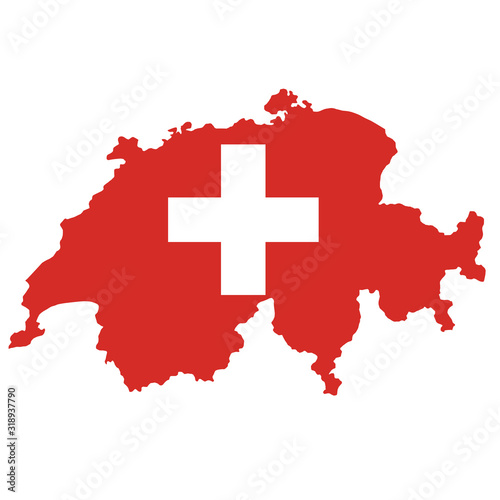 political map of Switzerland with flag isolated on white background