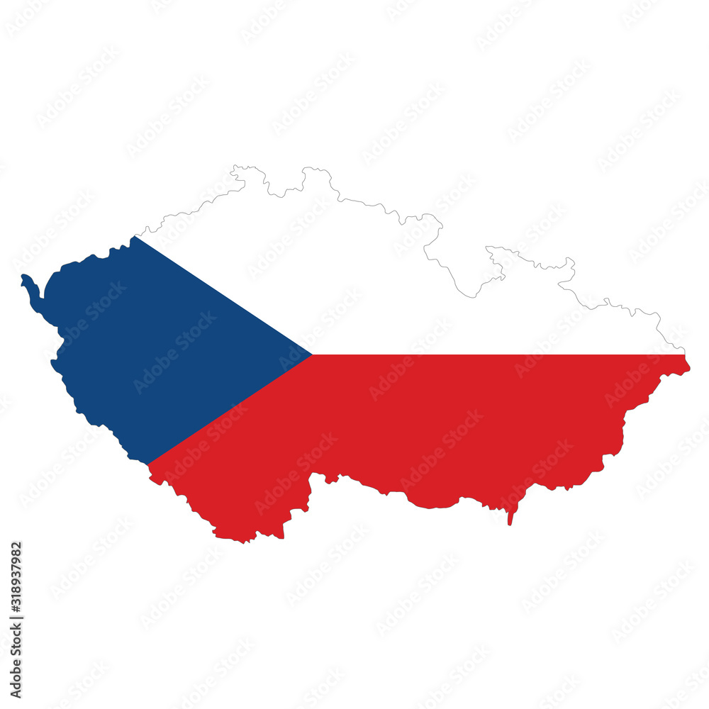 Vector map of Czech Republic with flag on white background Vector map of Czech Republic with flag on white background
